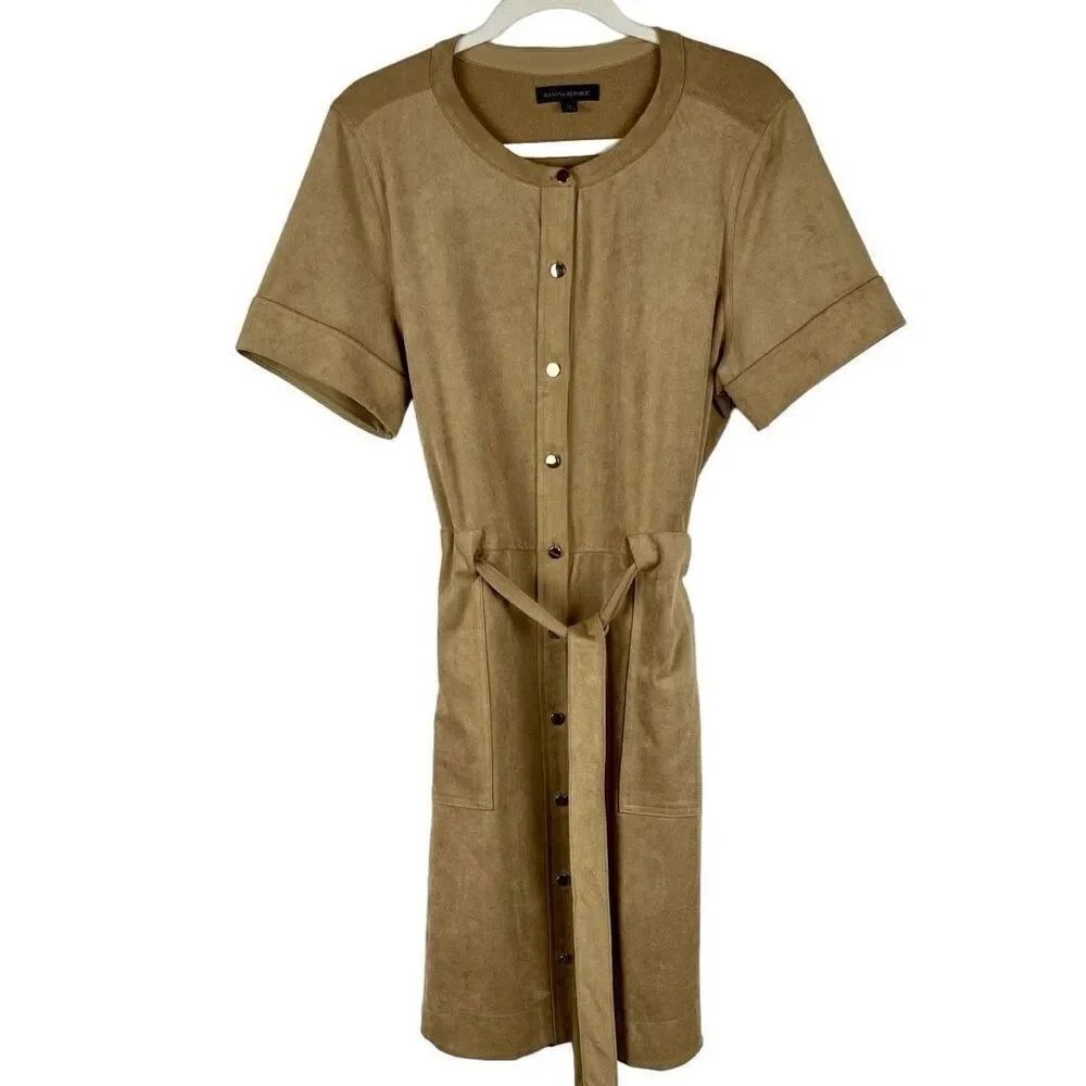 Banana Republic Tan Vegan Suede Shirtdress 16